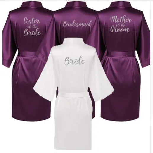 Mother of the Groom Robes & Short Bride Kimono & Bridesmaid Satin Robes