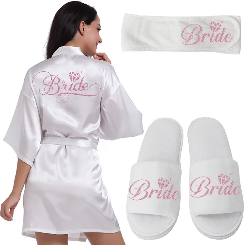 Silver Writing Bridal Wedding Robes