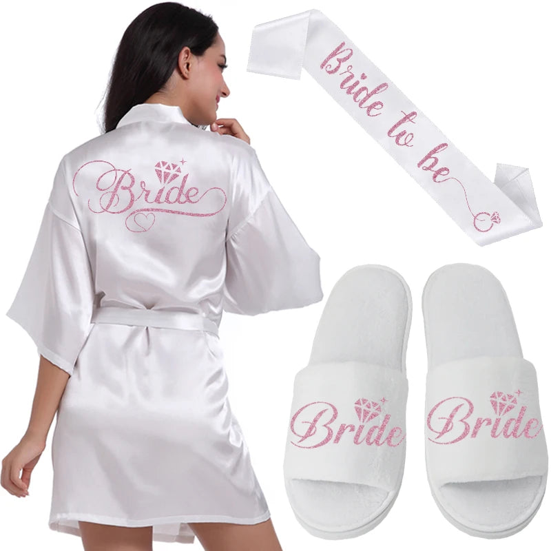 Silver Writing Bridal Wedding Robes