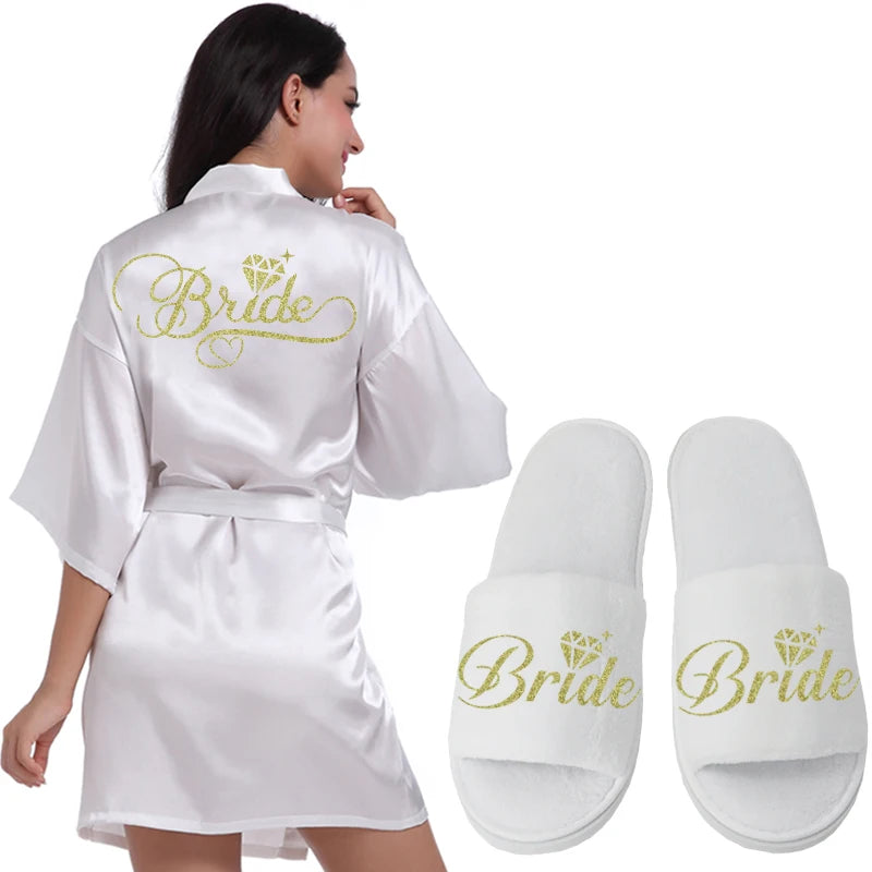 Silver Writing Bridal Wedding Robes