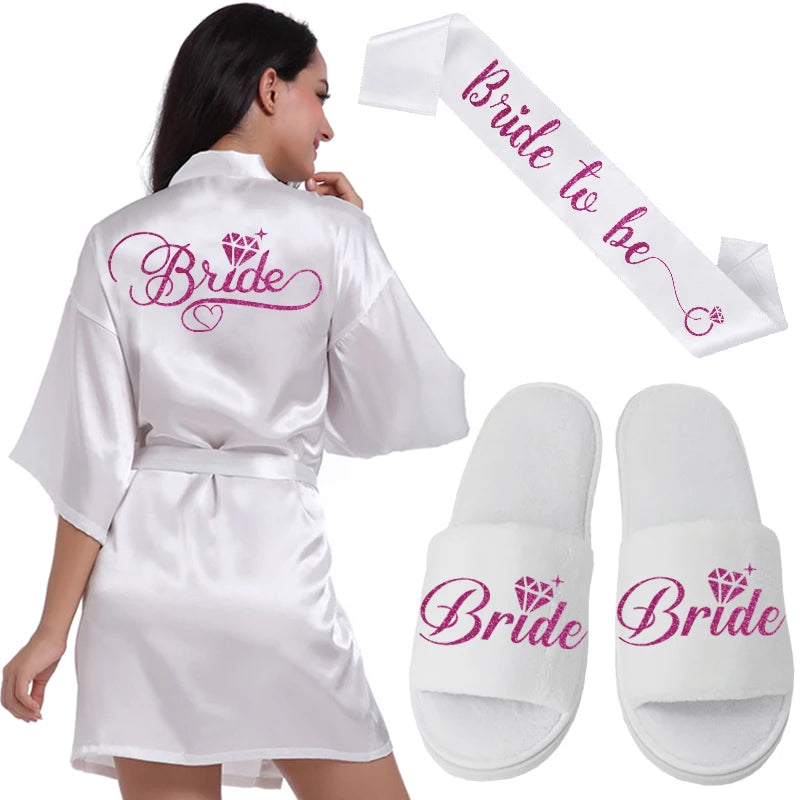 Silver Writing Bridal Wedding Robes