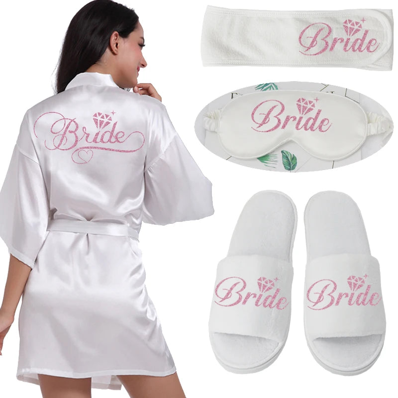 Silver Writing Bridal Wedding Robes