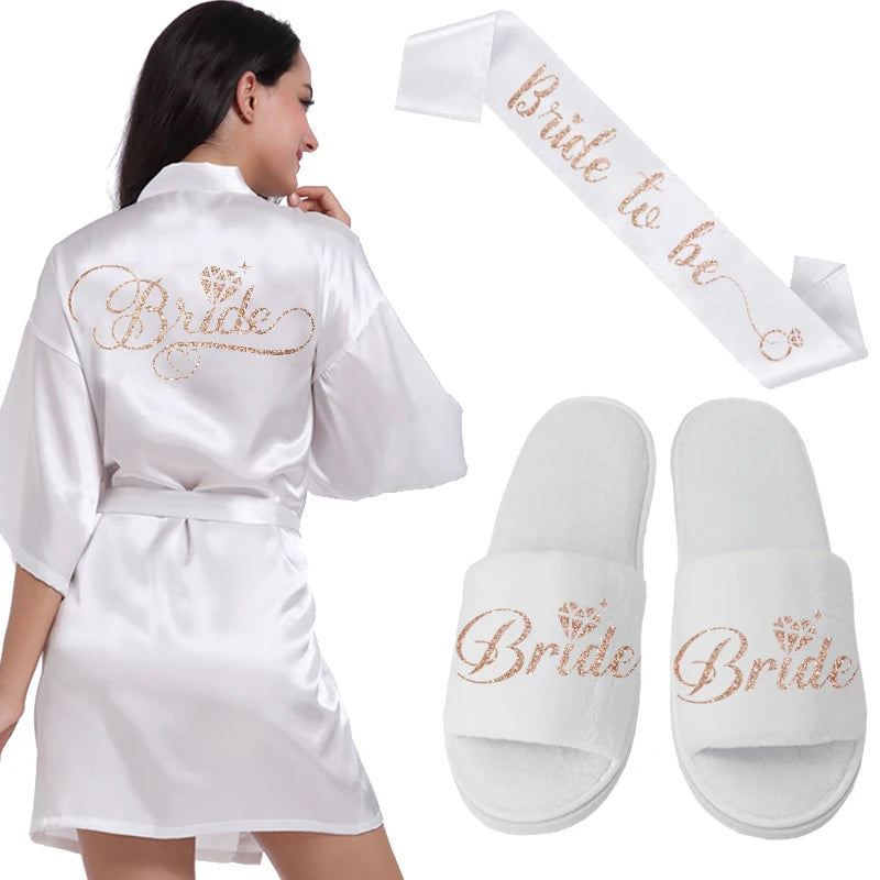 Silver Writing Bridal Wedding Robes