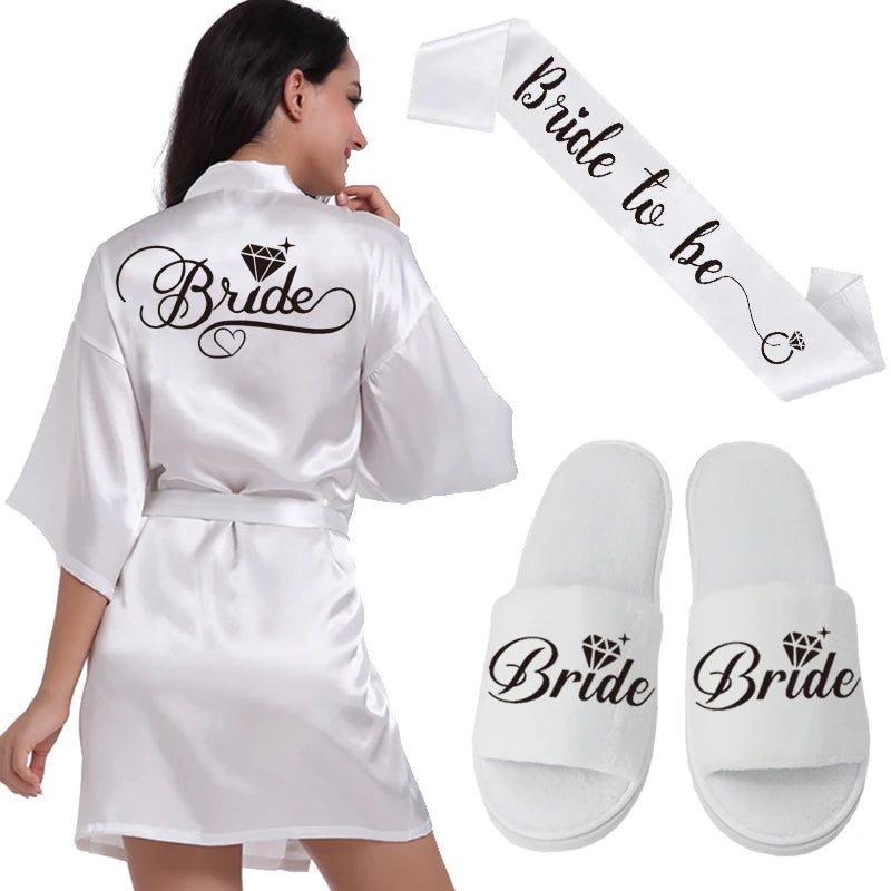 Silver Writing Bridal Wedding Robes