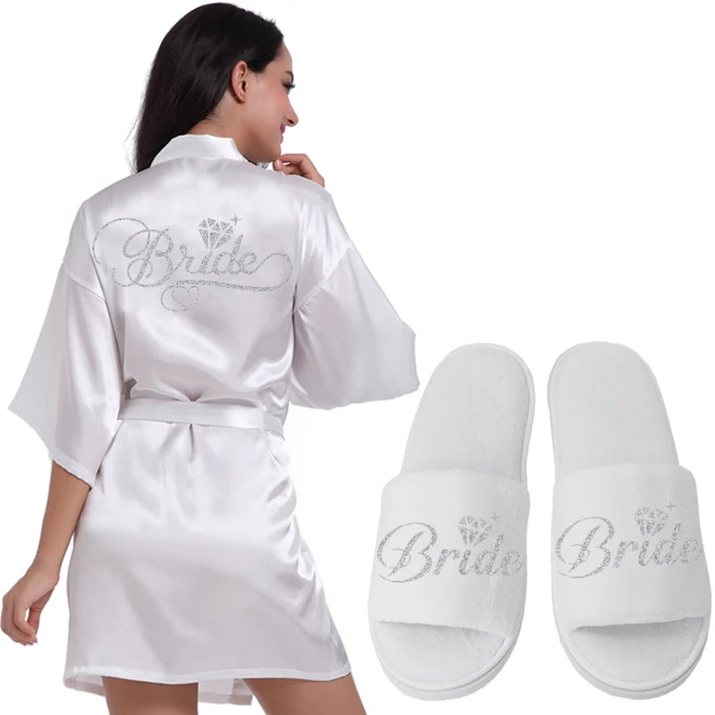 Silver Writing Bridal Wedding Robes