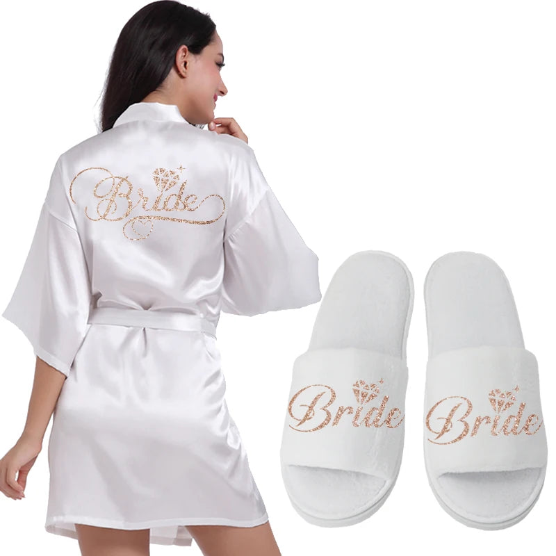 Silver Writing Bridal Wedding Robes