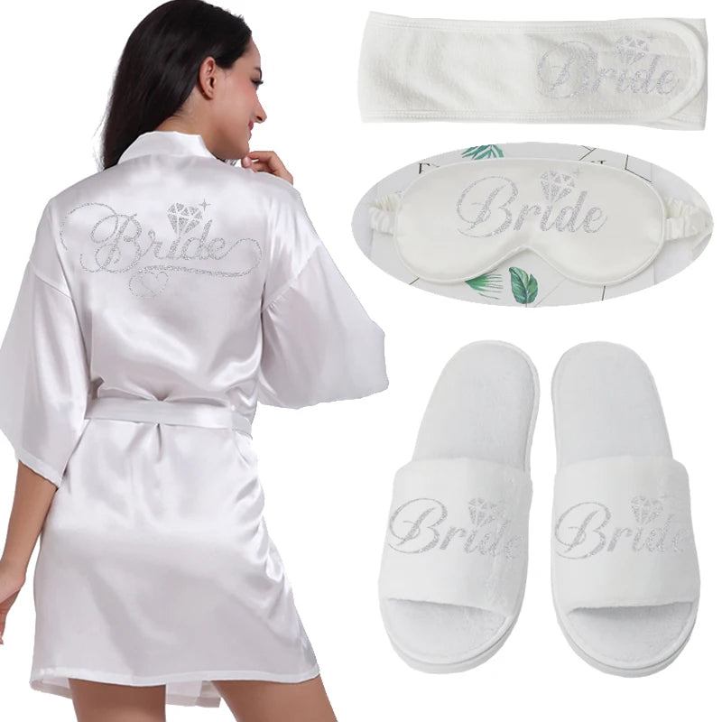 Silver Writing Bridal Wedding Robes