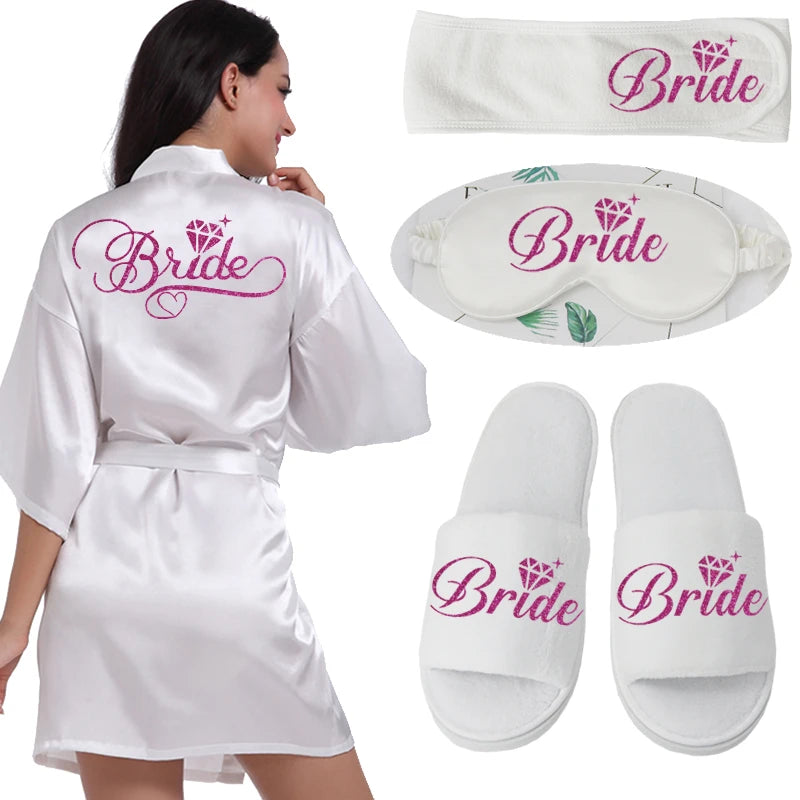 Silver Writing Bridal Wedding Robes