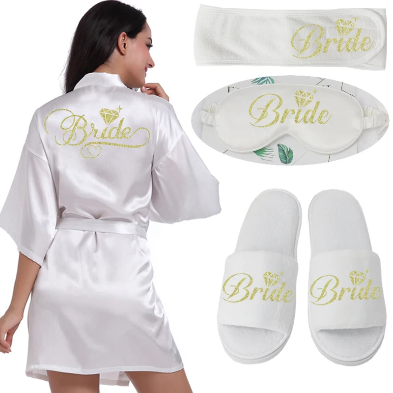 Silver Writing Bridal Wedding Robes