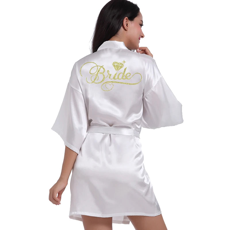 Silver Writing Bridal Wedding Robes